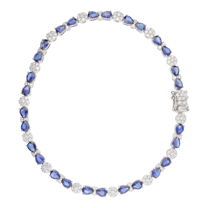 Sapphire and Diamond 18ct White Gold Cluster Bracelet - Michael Jones Jeweller