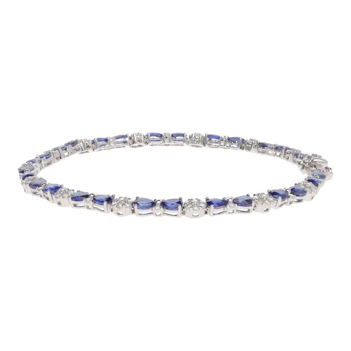 Sapphire and Diamond 18ct White Gold Cluster Bracelet - Michael Jones Jeweller