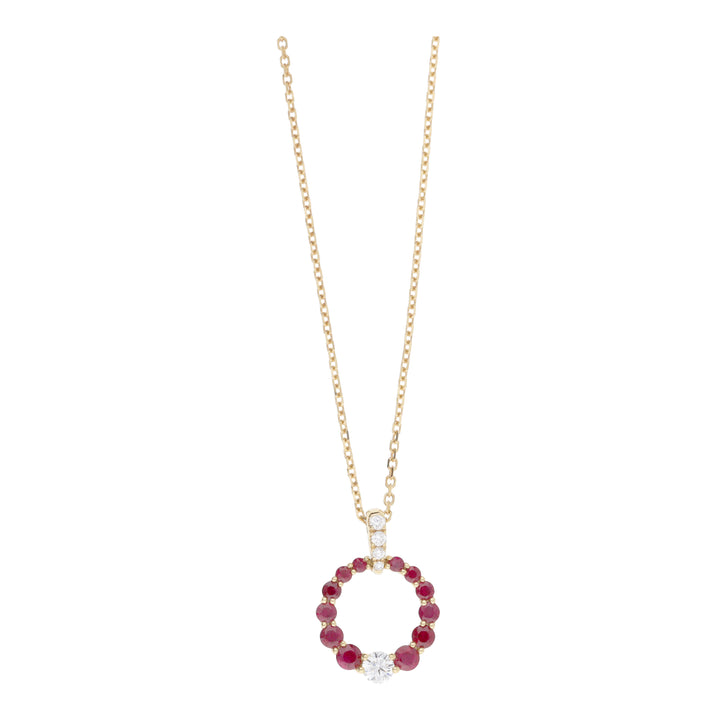 Ruby and Diamond 18ct Yellow Gold Necklace - Michael Jones Jeweller