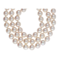 Cultured Pearl Necklet with Diamond Floral Clasp - Michael Jones Jeweller