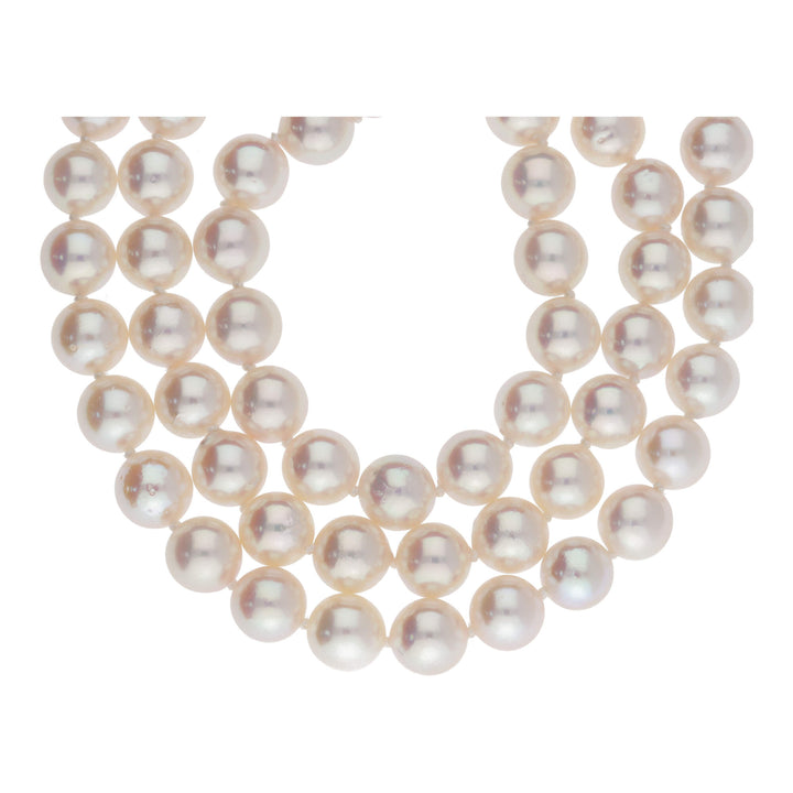 Cultured Pearl Necklet with Diamond Floral Clasp - Michael Jones Jeweller