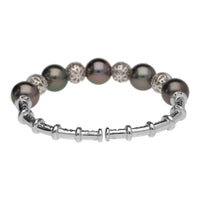 Tahitian Pearl and Diamond 18ct White Gold Bangle - Michael Jones Jeweller