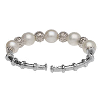 White South Sea Pearl and Diamond 18ct White Gold Bangle - Michael Jones Jeweller