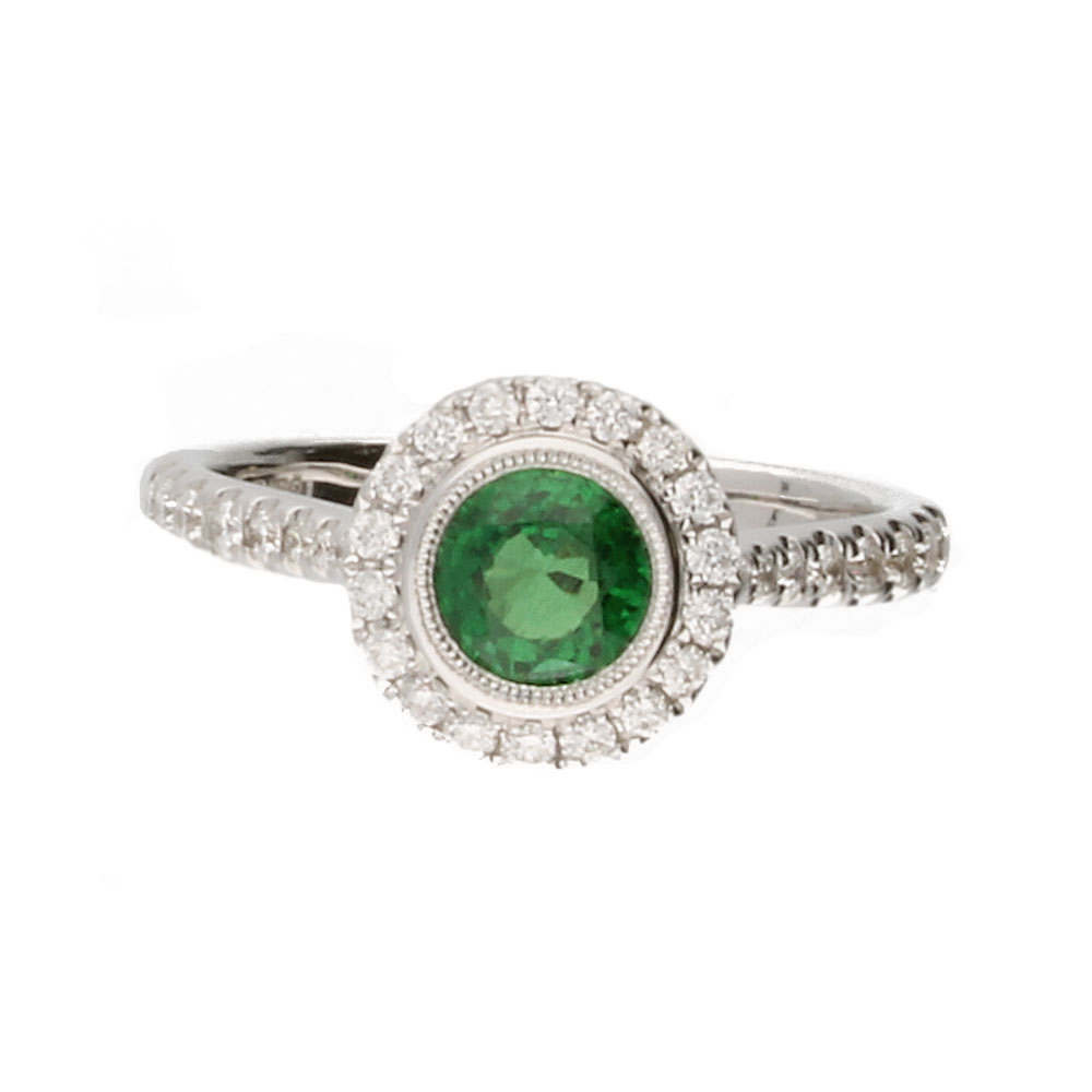 Tsavorite Garnet and Diamond Cluster Ring - Michael Jones Jeweller