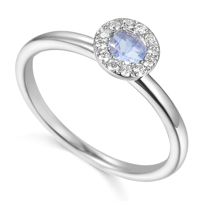 Moonstone June Birthstone Collection 18ct White Gold Cluster Ring