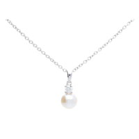 Diamond and Pearl 9ct White Gold Pendant - Michael Jones Jeweller
