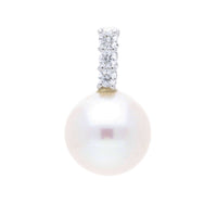 White Cultured Pearl and Diamond 9ct White Gold Pendant