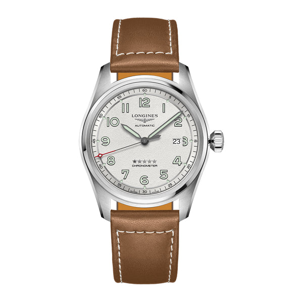 Longines Spirit 42mm White Mens Watch Leather Strap- L38114732