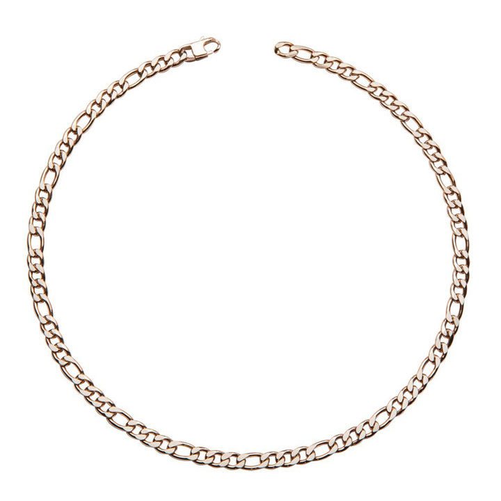 Unique & Co Rose Gold IP Plated Stainless Steel Figaro Chain Necklace