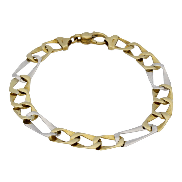 Large Curb Link 9ct Yellow and White Gold Bracelet