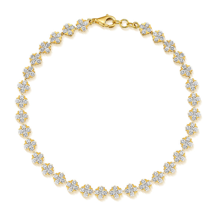 Diamond Set Cluster 18ct Yellow Gold Bracelet