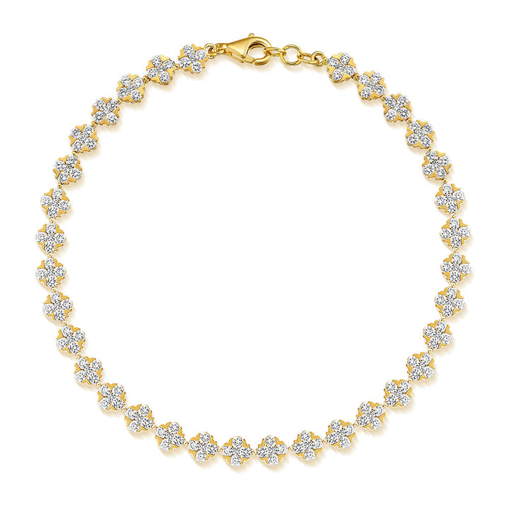 Diamond Set Cluster 18ct Yellow Gold Bracelet