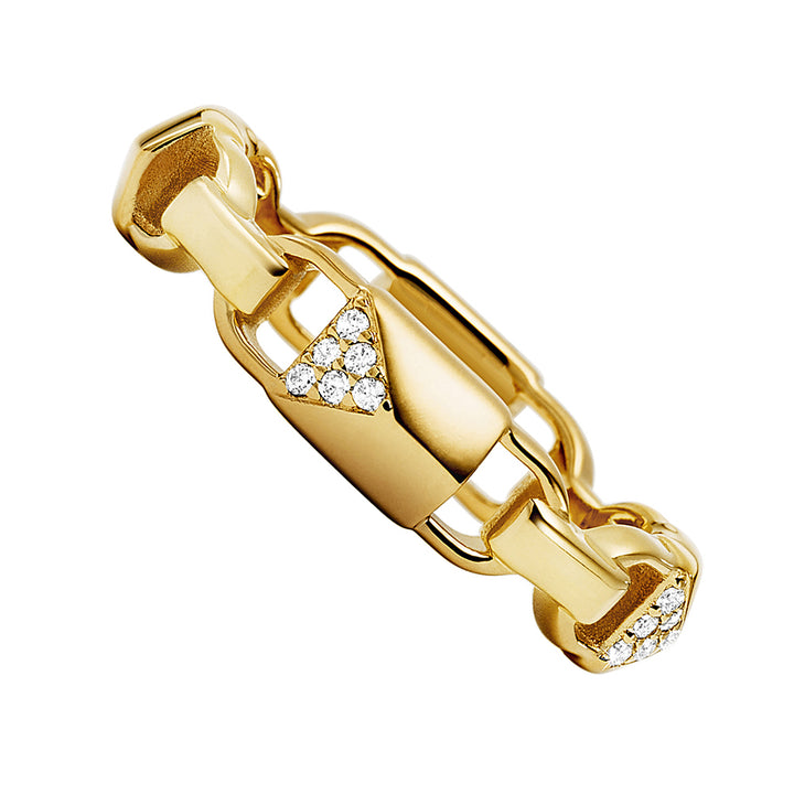 Michael Kors Women's Mercer Link 14K Gold-Plated Sterling Silver Padlock Ring