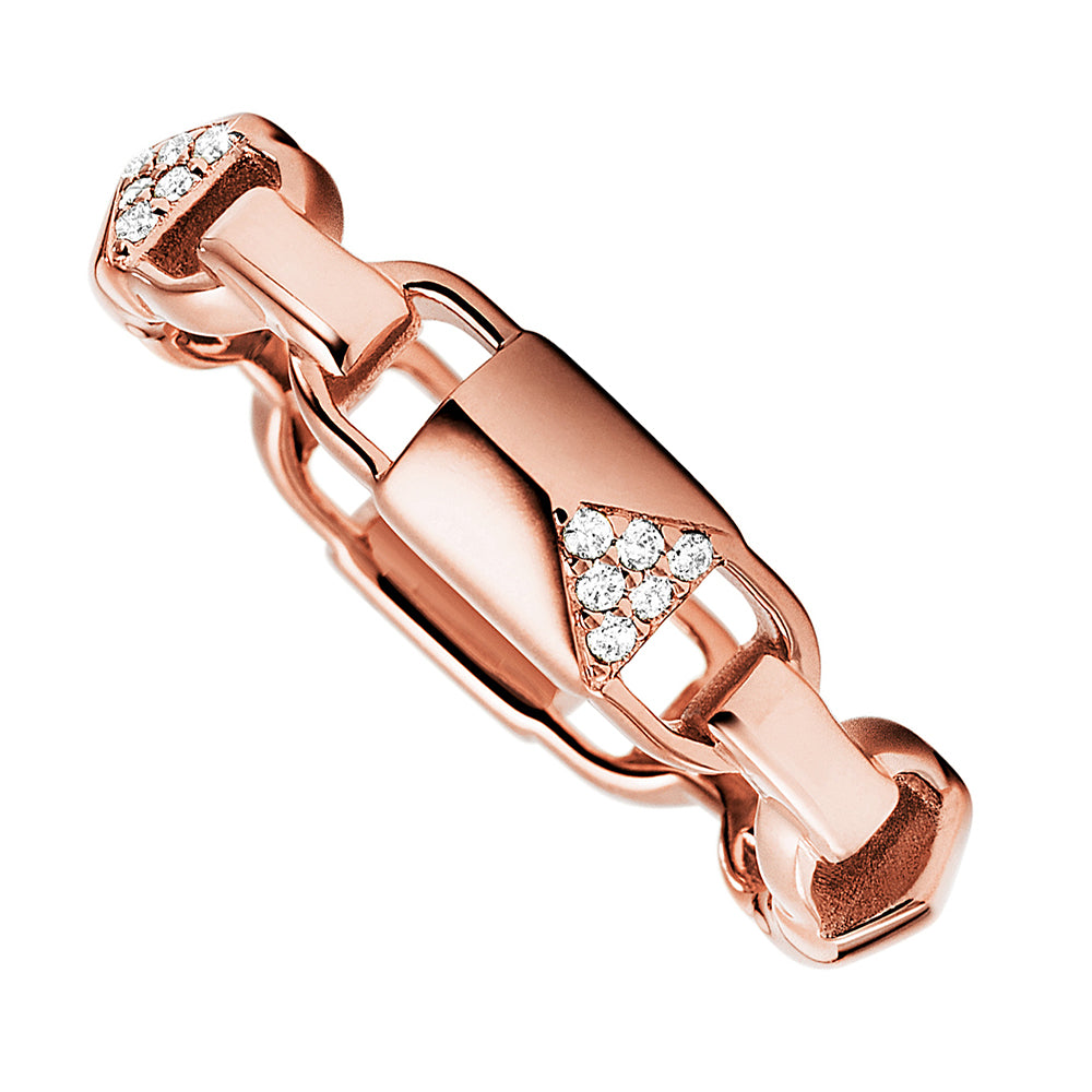Michael Kors Women's Mercer Link 14K Rose Gold-Plated Sterling Silver Padlock Ring - Michael Jones Jeweller