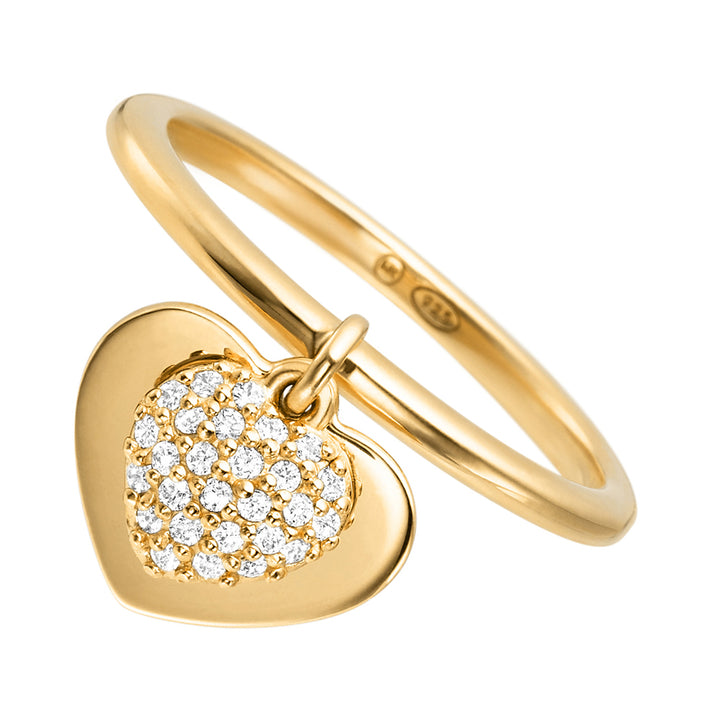 Michael Kors Women's Kors Love Pavé Heart 14K Gold-Plated Sterling Silver Ring