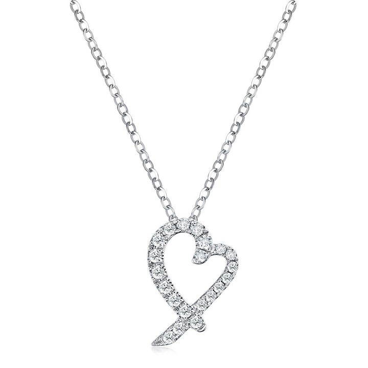 Diamond Set Heart Crossover Pendant - Michael Jones Jeweller