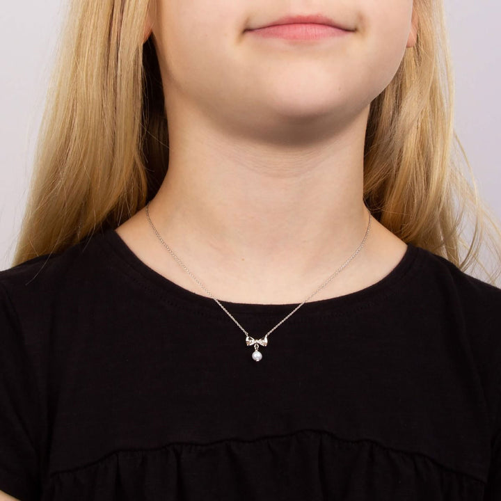 D for Diamond Childs Freshwater Pearl Bow Necklace - Michael Jones Jeweller