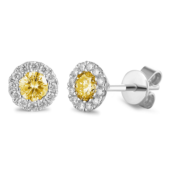 Citrine November Birthstone Collection 18ct White Gold Cluster Earrings