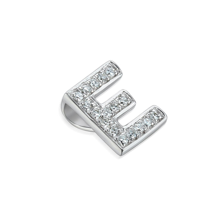 Initial E Diamond 9ct White Gold Pendant