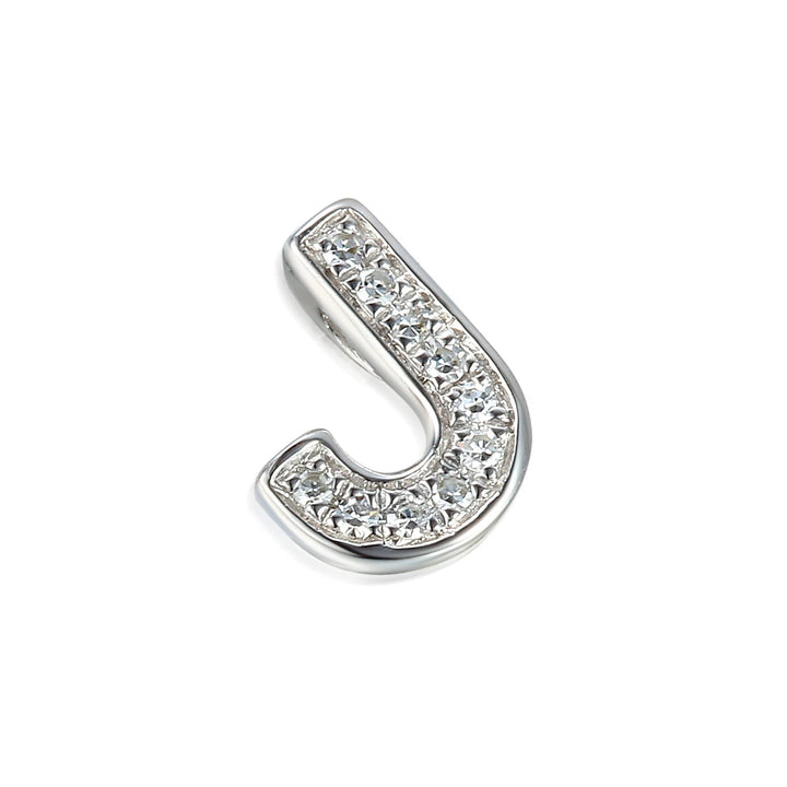 Initial J Diamond 9ct White Gold Pendant - Michael Jones Jeweller