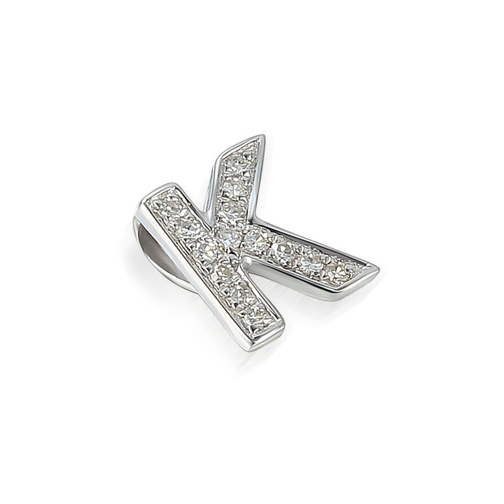Initial K Diamond 9ct White Gold Pendant - Michael Jones Jeweller