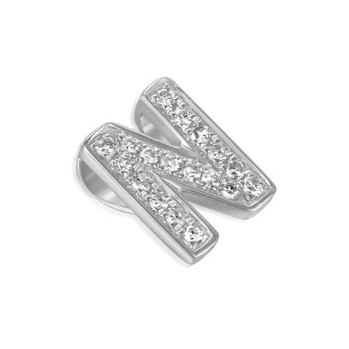 Initial N Diamond 9ct White Gold Pendant - Michael Jones Jeweller