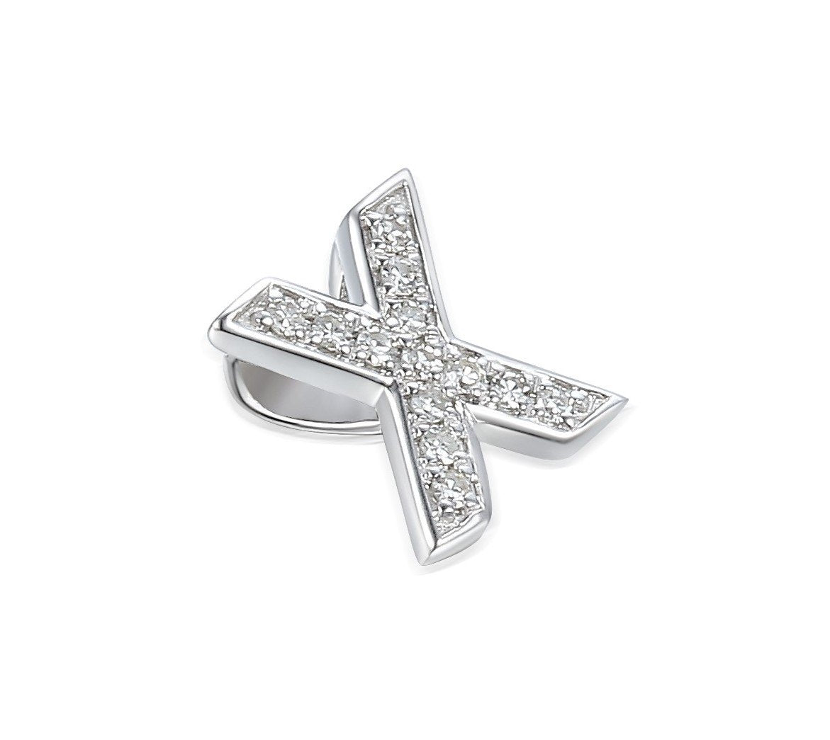 Initial X Diamond 9ct White Gold Pendant - Michael Jones Jeweller