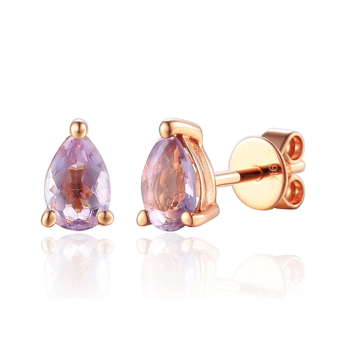 Ntinga Pear Shape Amethyst 9ct Rose Gold Earrings - Michael Jones Jeweller