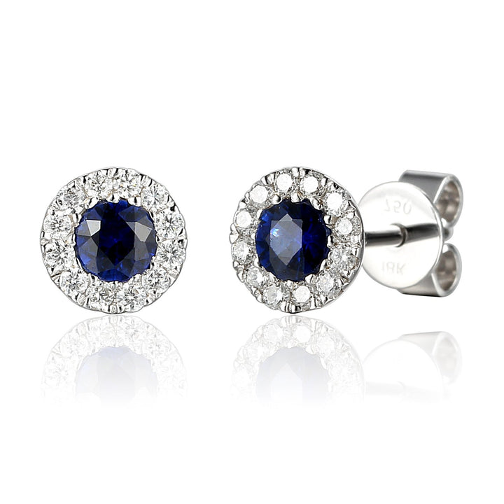 Sapphire September Birthstone Collection 18ct White Gold Cluster Earrings - Michael Jones Jeweller