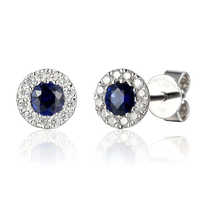 Sapphire September Birthstone Collection 18ct White Gold Cluster Earrings
