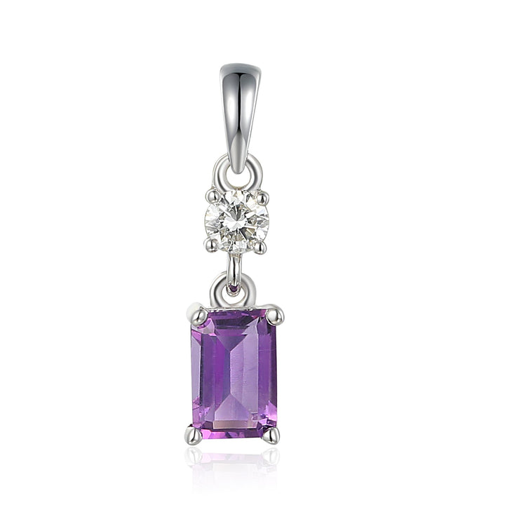 Ntinga Amethyst and Diamond 9ct White Gold Pendant