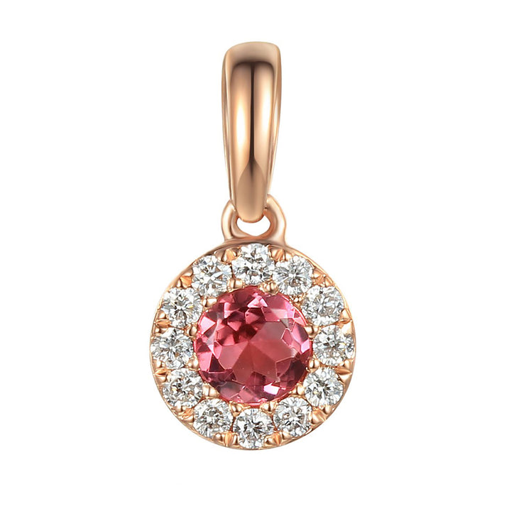 Pink Tourmaline October Birthstone Collection 18ct Rose Gold Cluster Pendant