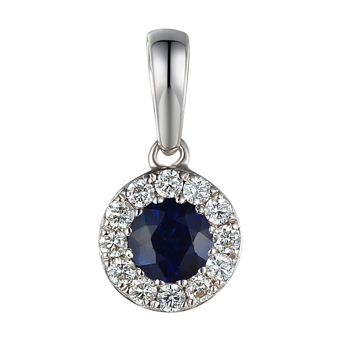 Sapphire September Birthstone Collection 18ct White Gold Cluster Pendant - Michael Jones Jeweller