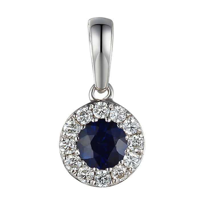 Sapphire September Birthstone Collection 18ct White Gold Cluster Pendant