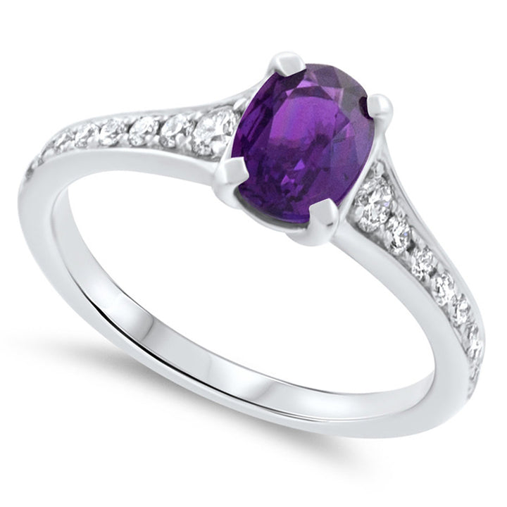 Purple Sapphire and Diamond 18ct White Gold Ring - Michael Jones Jeweller