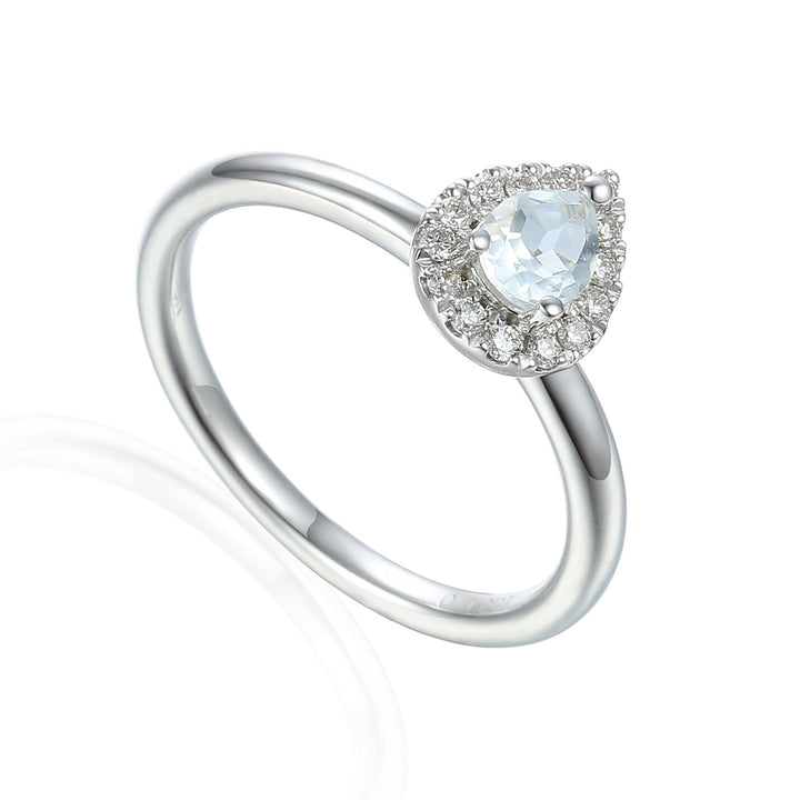 Moonstone and Diamond 9ct White Gold Pear Cluster Ring