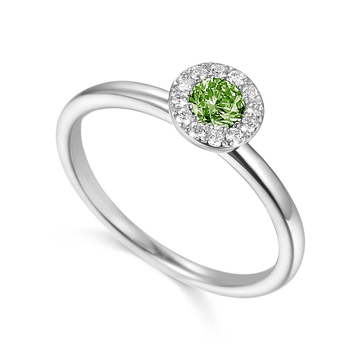 Peridot August Birthstone Collection 18ct White Gold Cluster Ring - Michael Jones Jeweller
