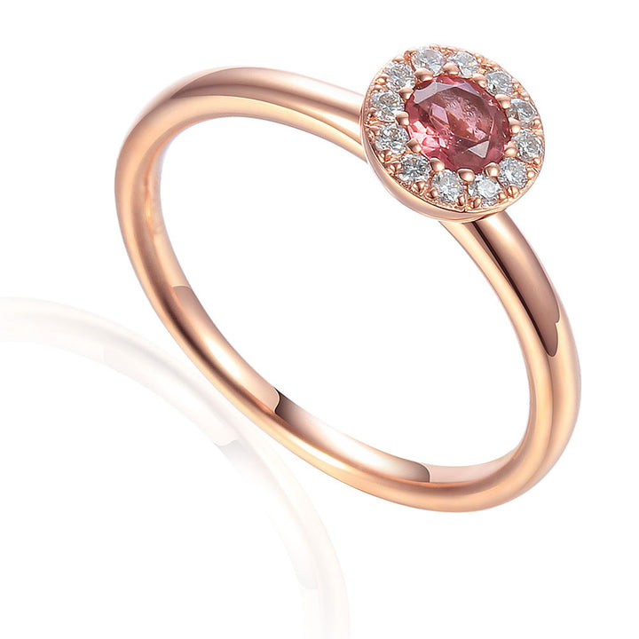 Pink Tourmaline October Birthstone Collection 18ct Rose Gold Cluster Ring