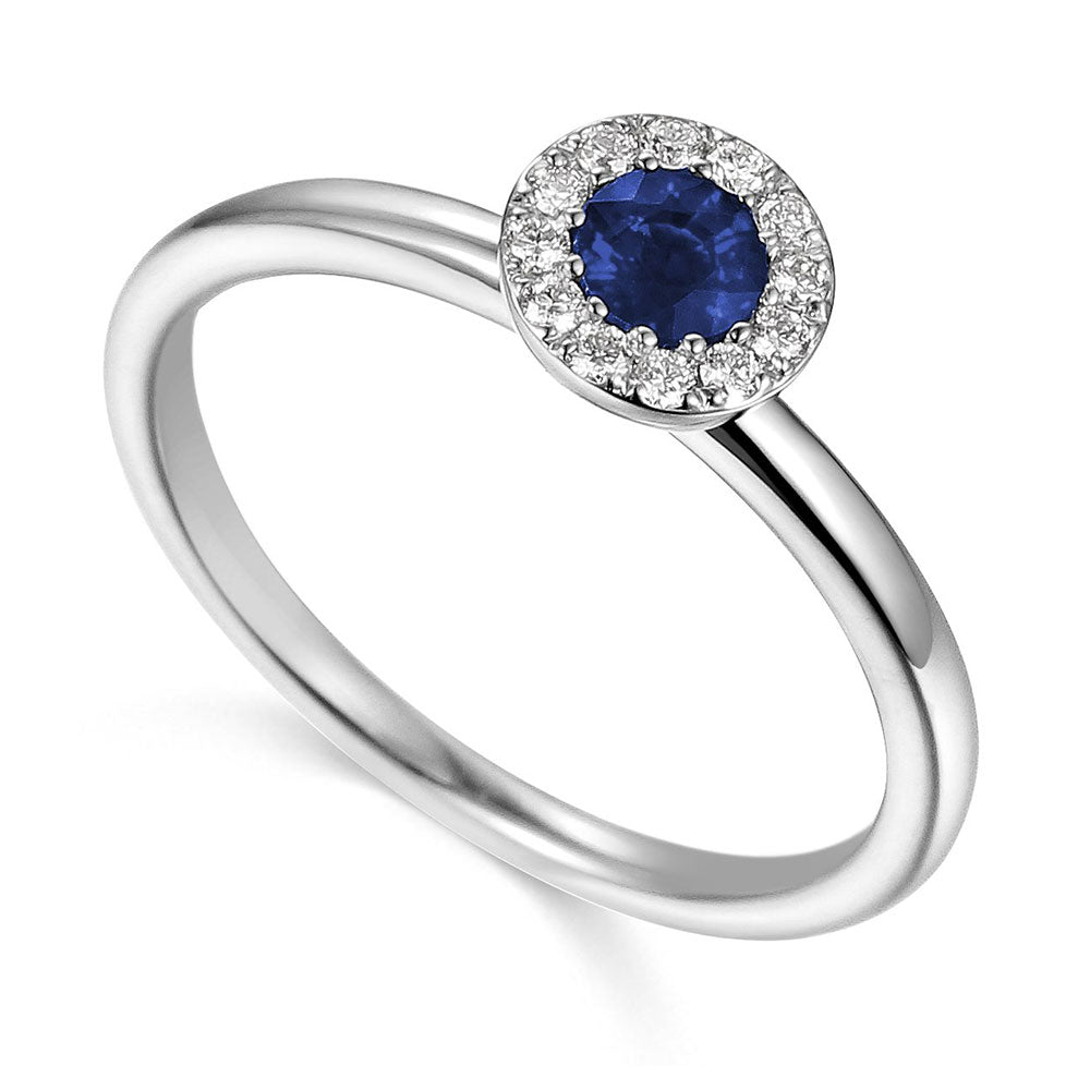 Sapphire September Birthstone Collection 18ct White Gold Cluster Ring - Michael Jones Jeweller