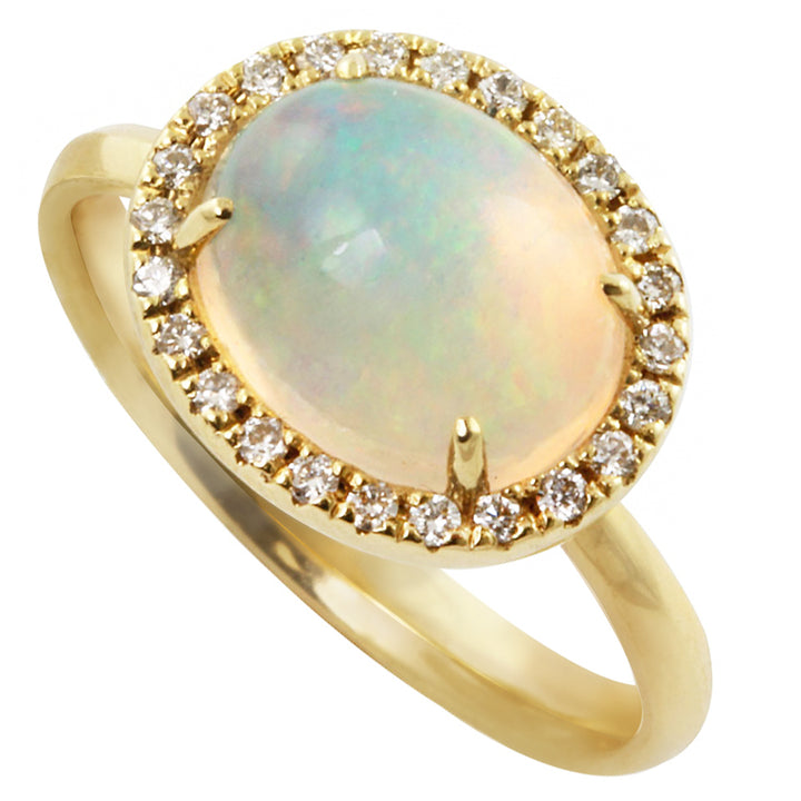 Opal and Diamond 18ct Yellow Gold Cluster Ring