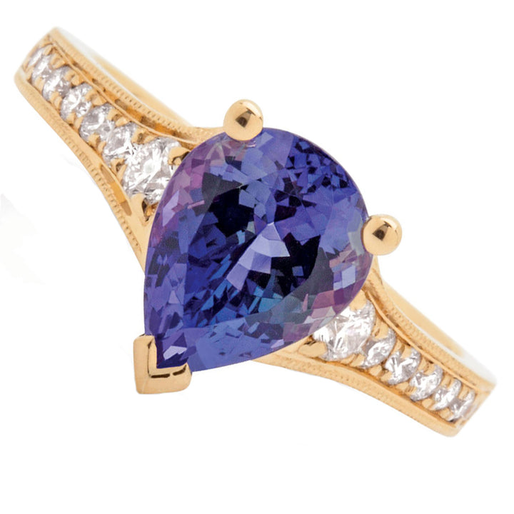 Tanzanite and Diamond 18ct Yellow Gold Ring - Michael Jones Jeweller