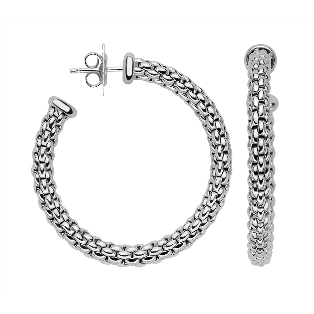 FOPE Flex'it Essentials 18ct White Gold Medium Hoop Earrings - Michael Jones Jeweller