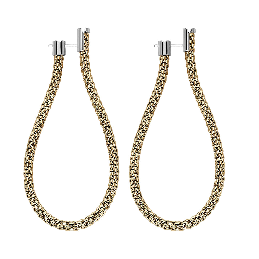 FOPE Flex'it Essentials 18ct Yellow and White Gold Oval Mesh Medium Hoop Earrings - Michael Jones Jeweller
