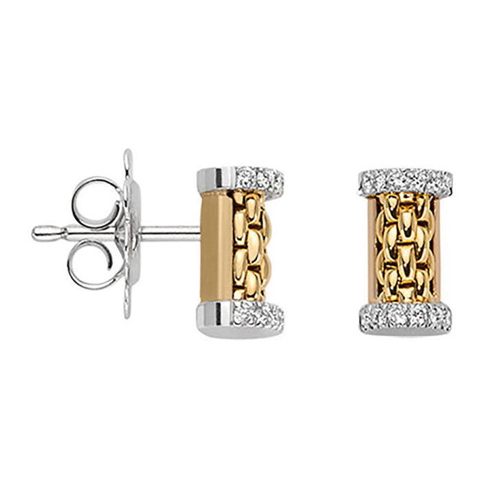FOPE Flex'it Essentials 18ct Yellow Gold 0.17ct Diamond Set Stud Earrings - Michael Jones Jeweller