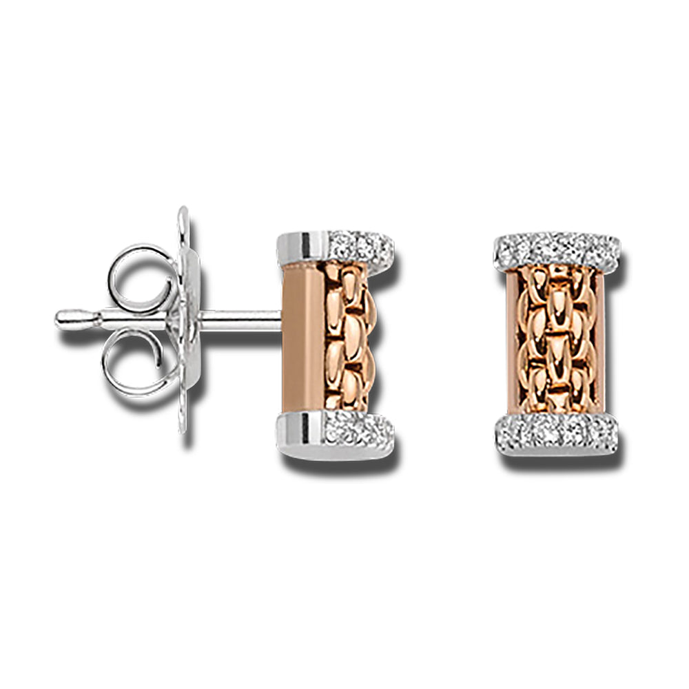 FOPE Essentials 18ct Rose Gold 0.17ct Diamond Set Stud Earrings - Michael Jones Jeweller