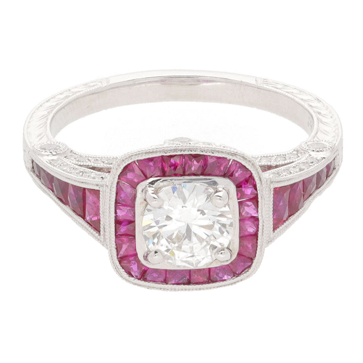 Diamond and Ruby Platinum Ring