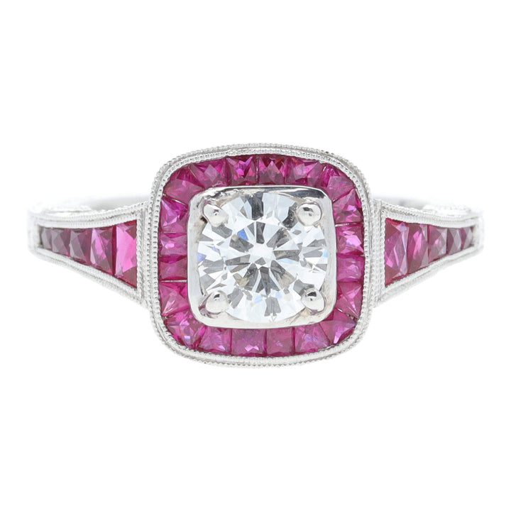 Diamond and Ruby Platinum Ring - Michael Jones Jeweller