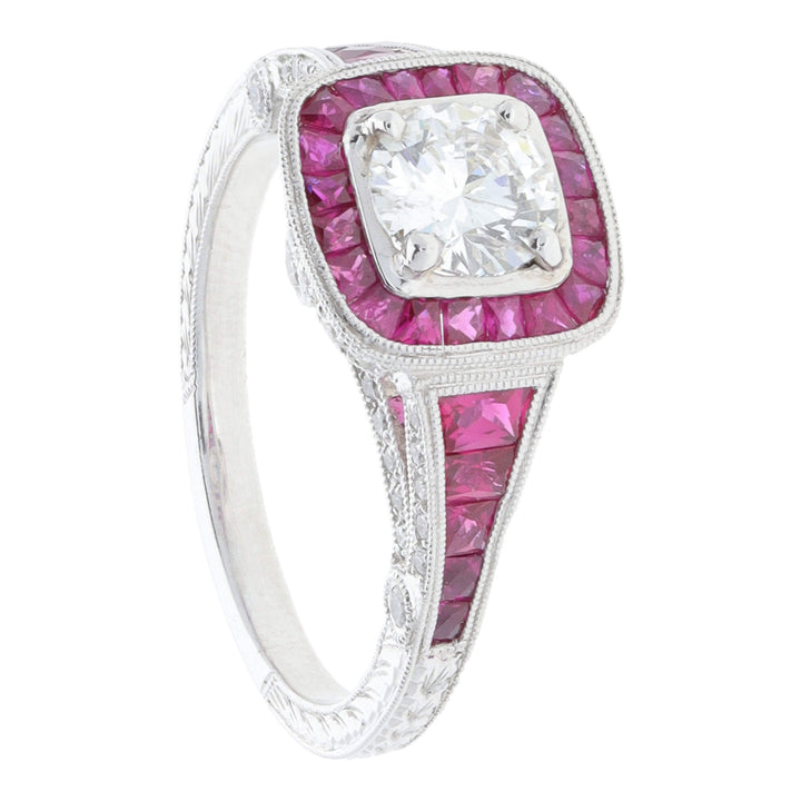 Diamond and Ruby Platinum Ring