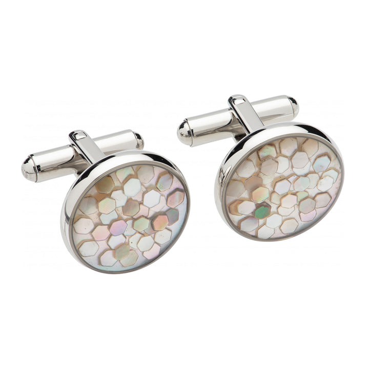 Unique & Co Mother of Pearl Inlay Stainless Steel Cufflinks