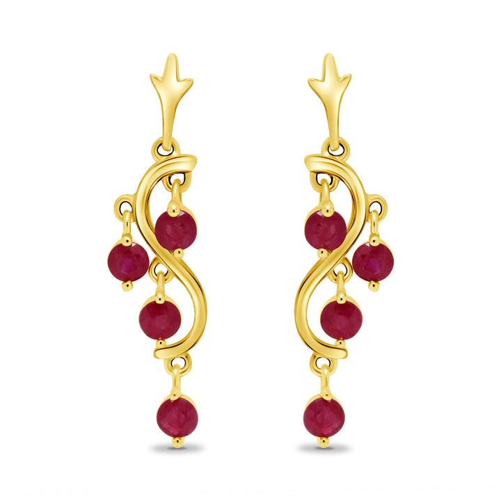 Ruby Chandelier 9ct Yellow Gold Drop Earrings - Michael Jones Jeweller